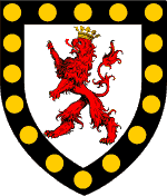 D'argent, au lion de gueules, couronné d'or, à la bordure de sable, besantée du troisième